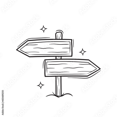 Hand Drawn Directional Marker.  Doodle Vector Sketch Illustration