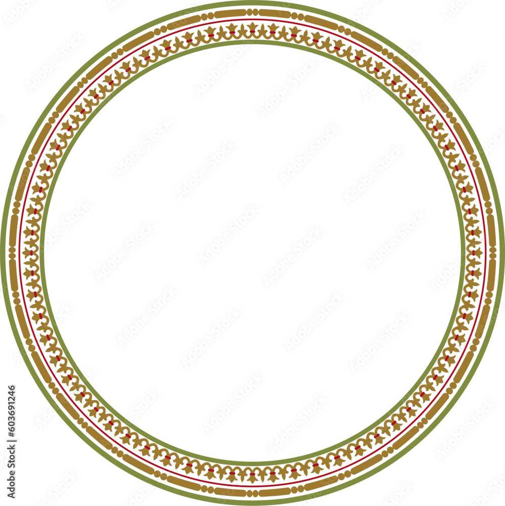 Vector round colored seamless classical byzantine ornament. Infinite circle, border, frame Ancient Greece, Eastern Roman Empire. Decoration of the Russian Orthodox Church..