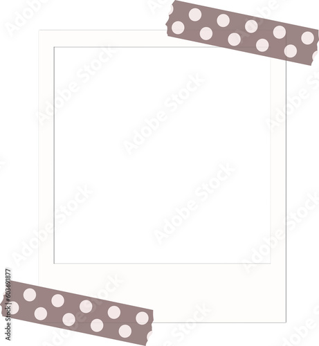 Isolated Polaroid Photo Frame with Washi Tape on transparent background