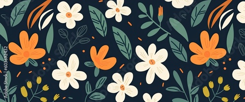 Wallpaper Mural flowers and foliage colorful pattern spring summer background Torontodigital.ca