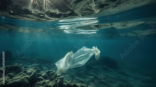 A plastic bag floats in the ocean © Anastasia Shkut