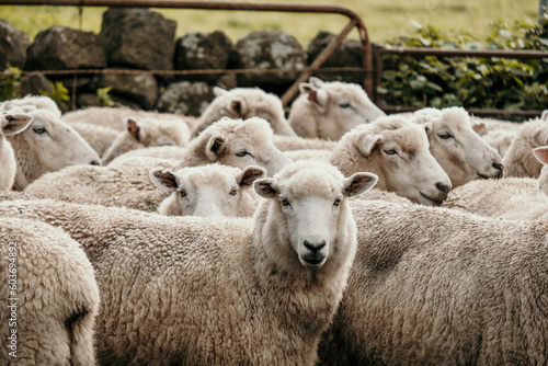 Sheep flock in stock yard. photo