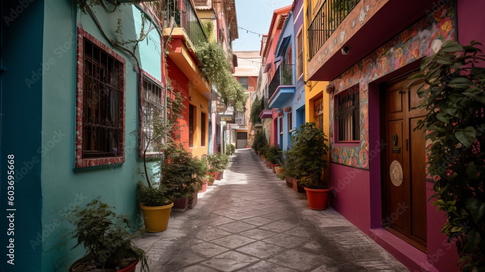 Colorful alleys and streets Generative AI