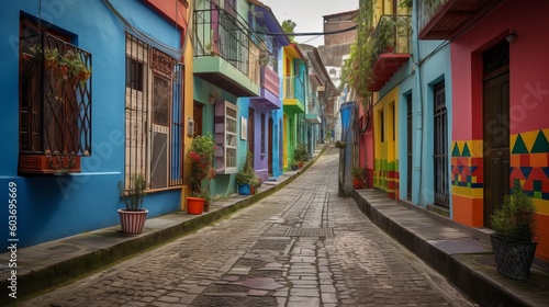 Colorful alleys and streets Generative AI © Suleyman