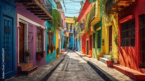 Colorful alleys and streets Generative AI