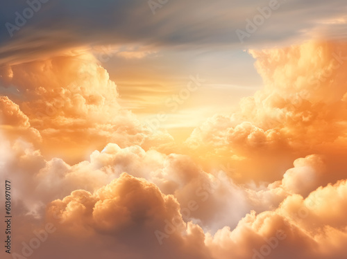 Sun in the yellow sky wallpaper,  sun and sunlight illustration, in the style of light orange and light gold. Generative Ai Illustration.