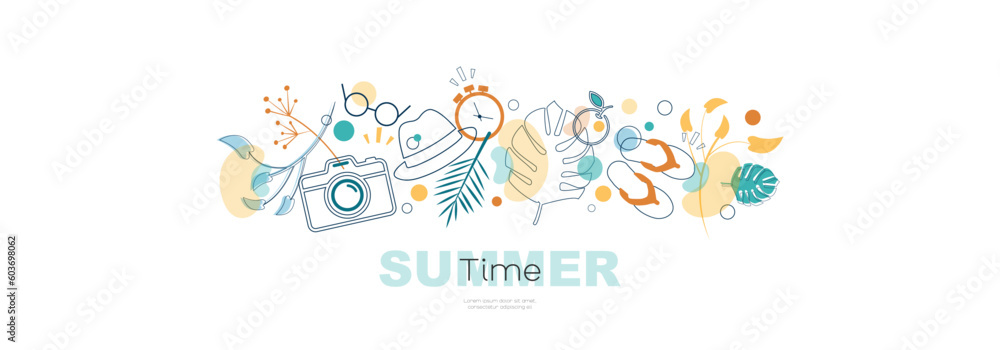 Summer time banner. Modern minimalistic design.