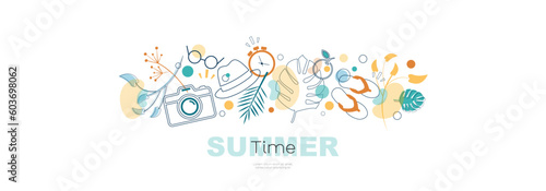 Summer time banner. Modern minimalistic design.