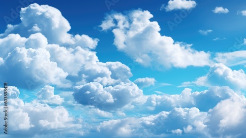 Beautiful blue sky cloudsfor background. Panorama of sky. Generative AI