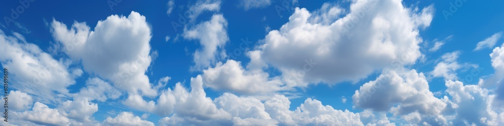 Beautiful blue sky cloudsfor background. Panorama of sky. Generative AI Beautiful blue sky cloudsfor background. Panorama of sky. Generative AI