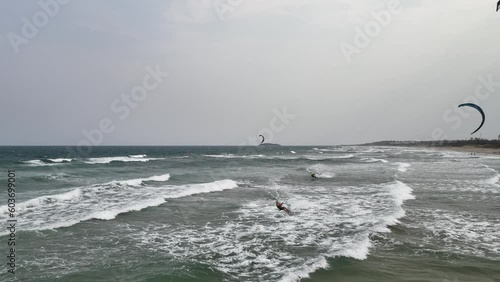Aerial Thrills: Stunning Views of Kitesurfing in the Sea