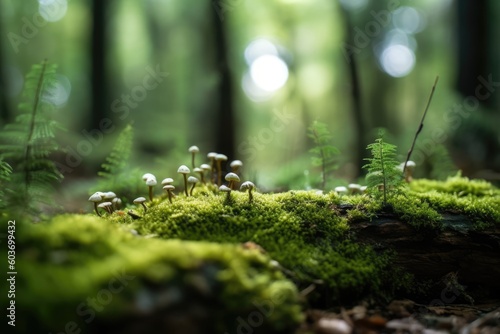 green moss in the forest