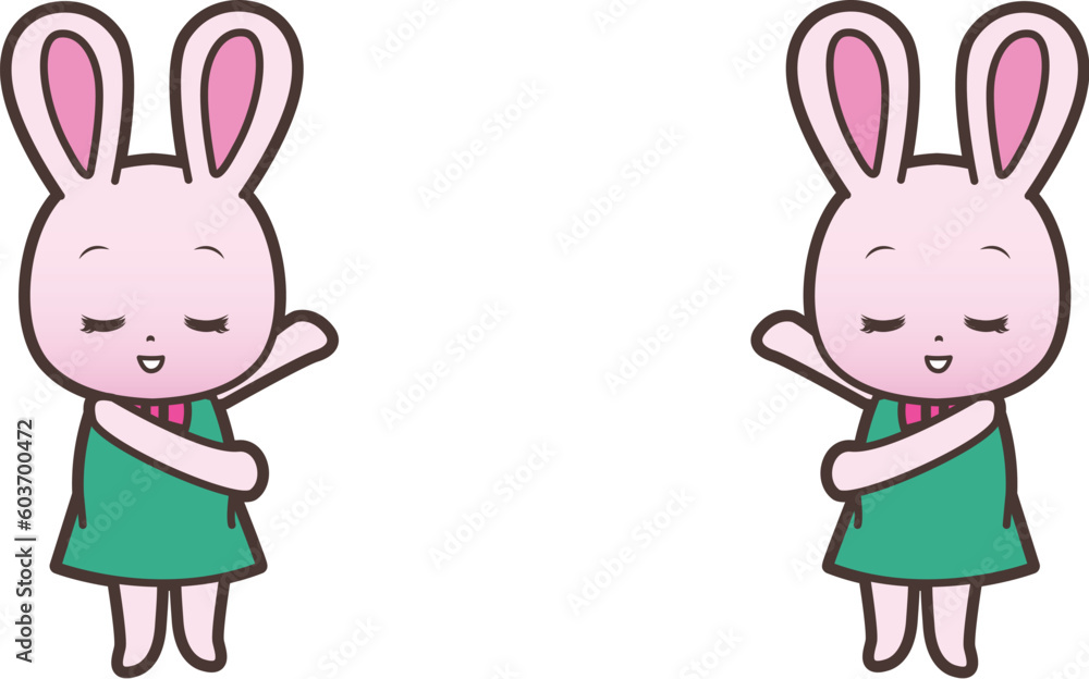 Fototapeta premium 両手で迎えるうさぎ