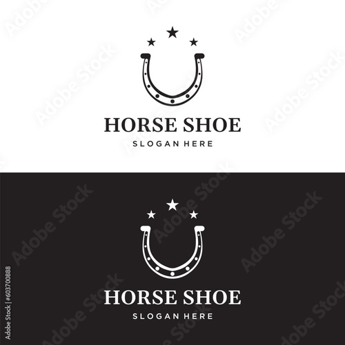 Retro horseshoe logo template for ranch, cowboy,badge. which is isolated on the background.