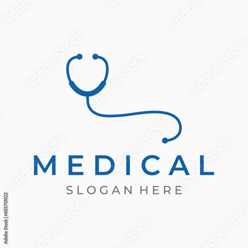 Doctor stethoscope logo template design for health care with creative idea. Vector illustration.