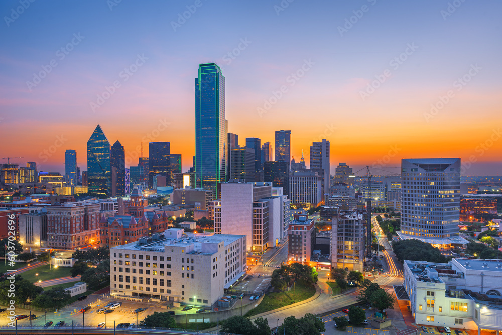 Dallas, Texas, USA Downtown City Skyline - obrazy, fototapety, plakaty 