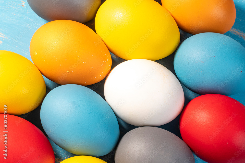 eggs painted in different colors to symbolize the passage of Christian Easter eggs painted in different colors to symbolize the passage of Christian Easter