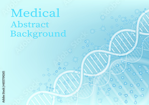 Abstract dna medical background. Top left with space for letters. on a clean, bright blue gradient background