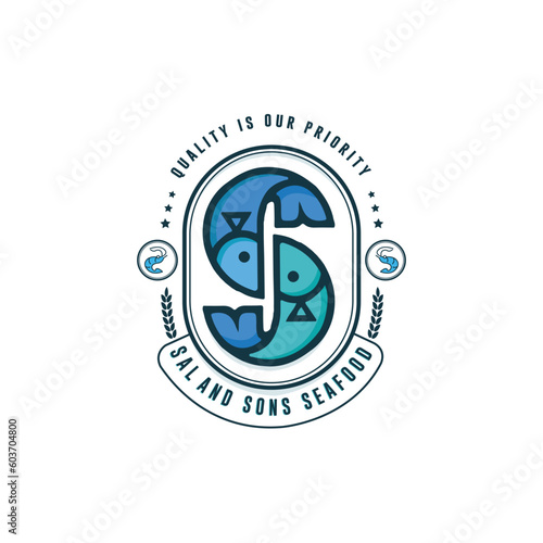 Simple and minimal logo design for sea food, foods, fisher business, and food industry.