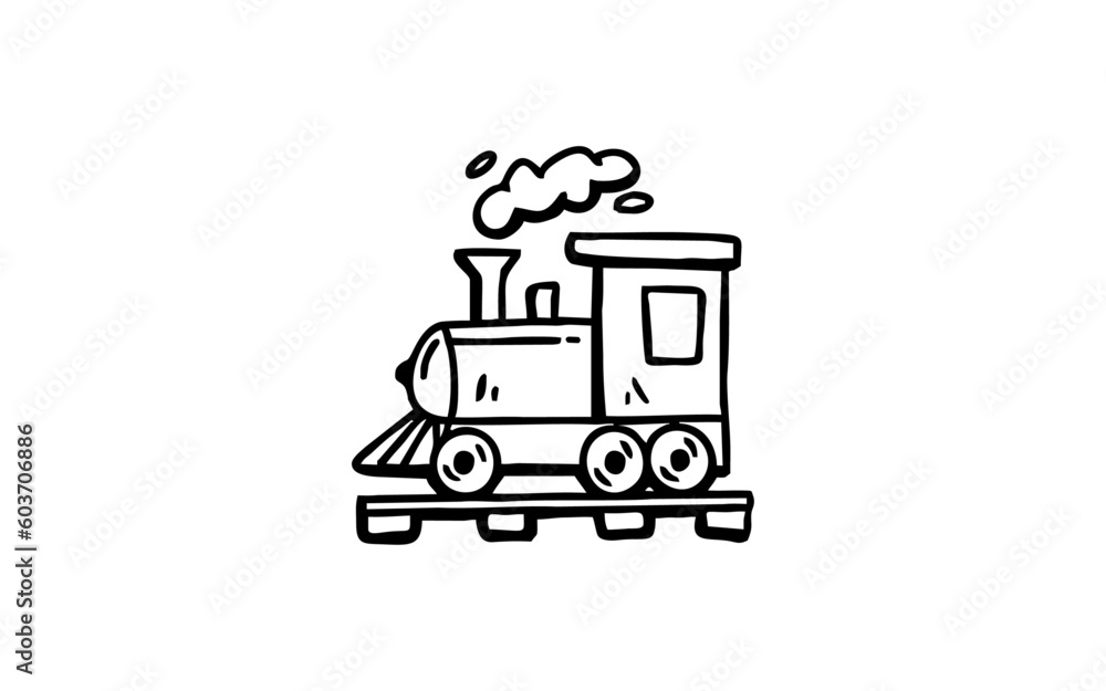 Train Doodle art illustration with black and white style. Train Doodle art illustration with black and white style.