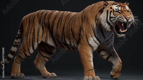 roaring beast tiger 3D rendering 