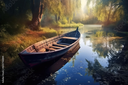 boat in the river background