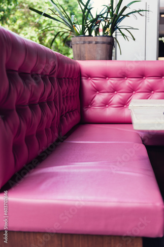 pink vinyl booth with no people