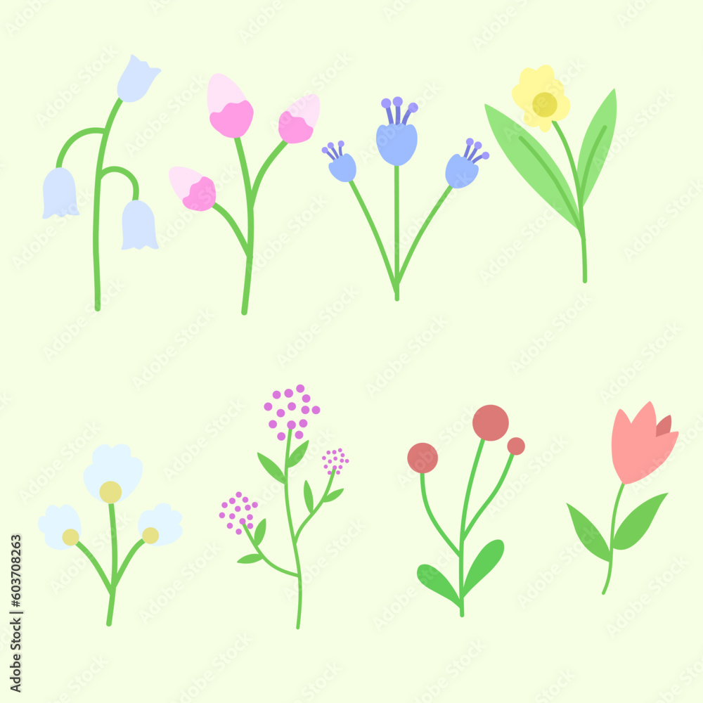 set of illustration vector Graphic flower flat design for element design