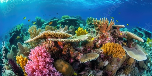 Underwater Shot of Vibrant Coral Reef - AI Generated