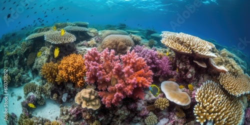 Underwater Shot of Vibrant Coral Reef - AI Generated
