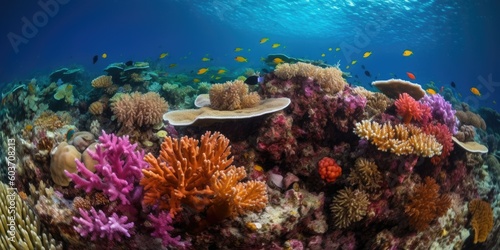 Underwater Shot of Vibrant Coral Reef - AI Generated © dasom