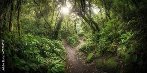 Path Through a Lush Green Forest - AI Generated