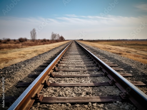 Railway Line Stretching Towards the Horizon - AI Generated