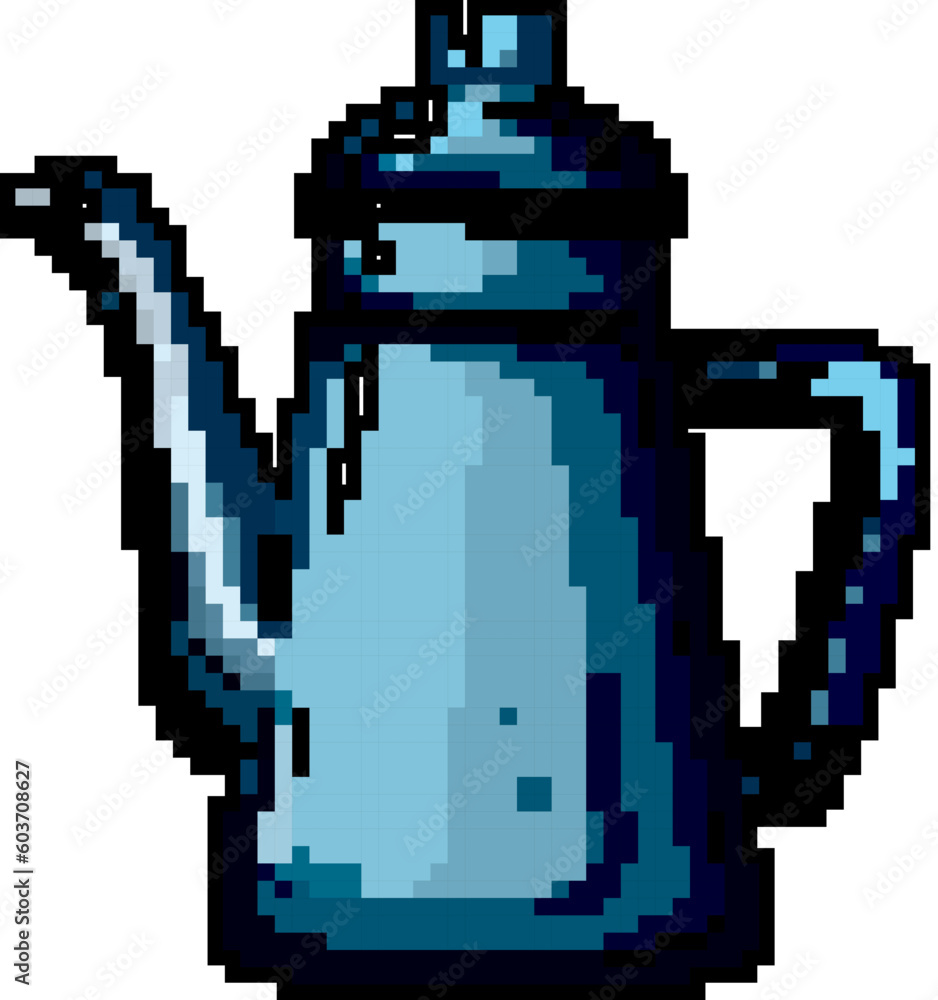 Fototapeta premium ceramic vintage teapot game pixel art retro vector. bit ceramic vintage teapot. old vintage illustration