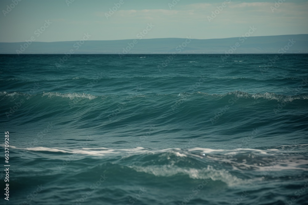 Blue wave ocean sunrise. Generate AI Blue wave ocean sunrise. Generate AI