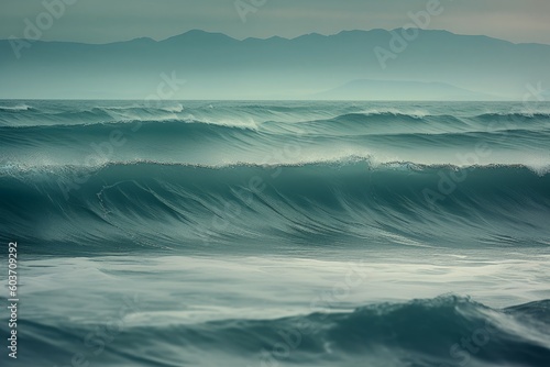 Blue wave ocean. Generate AI