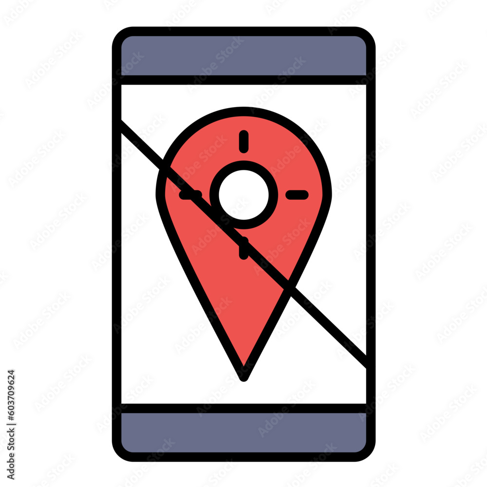 GPS Not Fixed Line Color Icon GPS Not Fixed Line Color Icon