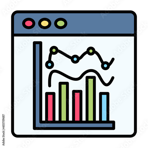 Statistical Graph Line Color Icon