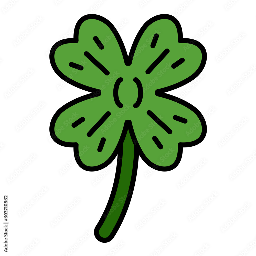 Four Leaf Clover Line Color Icon Four Leaf Clover Line Color Icon