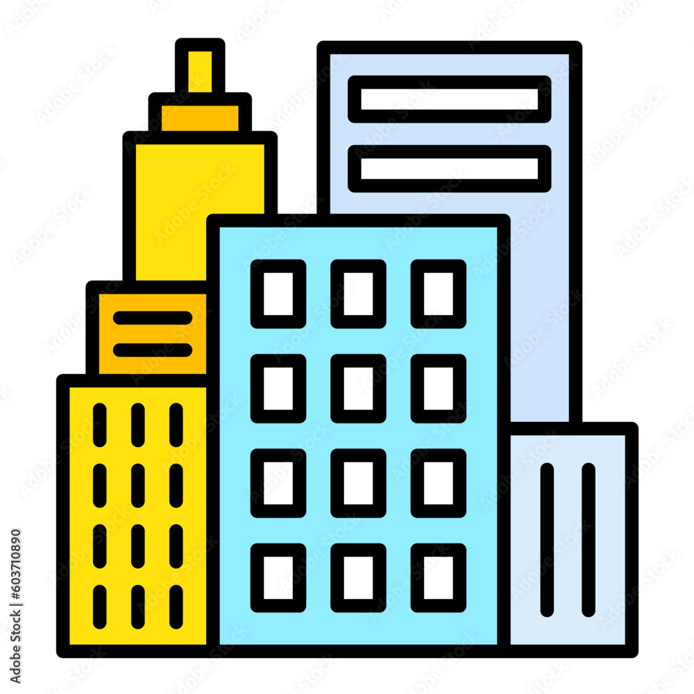 Cityscape at Dusk Line Color Icon Cityscape at Dusk Line Color Icon