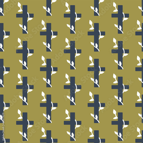 Seamless pattern with Christian crosses. Print for textile  wallpaper  covers  surface. For fashion fabric. Retro stylization. Religious seamless pattern
