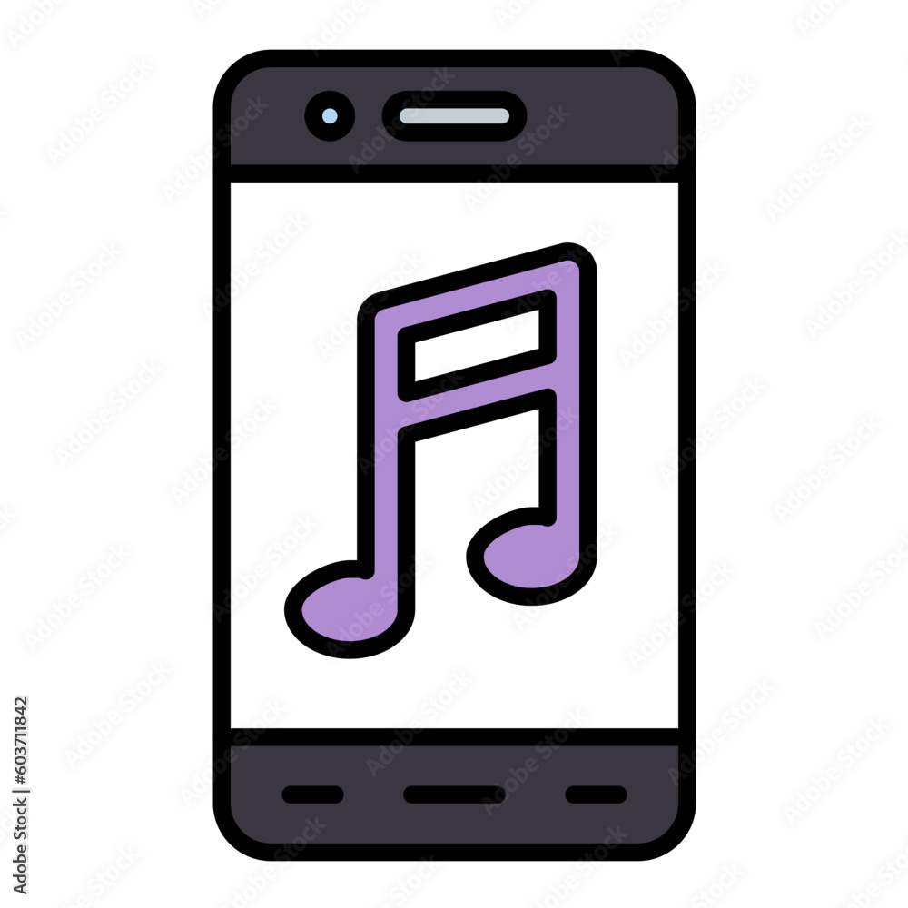 Mobile Music App Line Color Icon Mobile Music App Line Color Icon