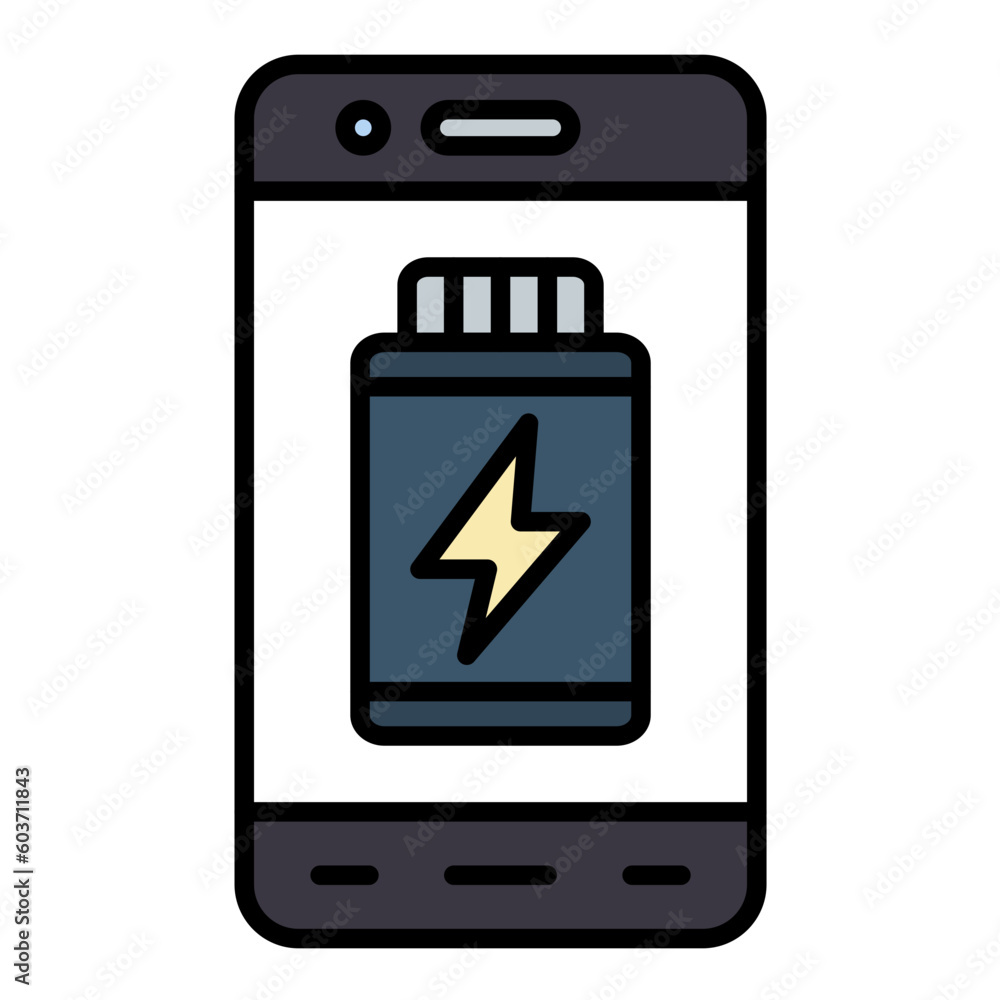 Mobile Battery Line Color Icon Mobile Battery Line Color Icon