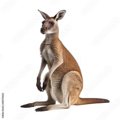 animal Kangaroo sitting on a transparent background, Generative ai 