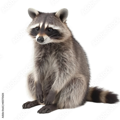 animal Raccoon sitting on a transparent background, Generative ai 