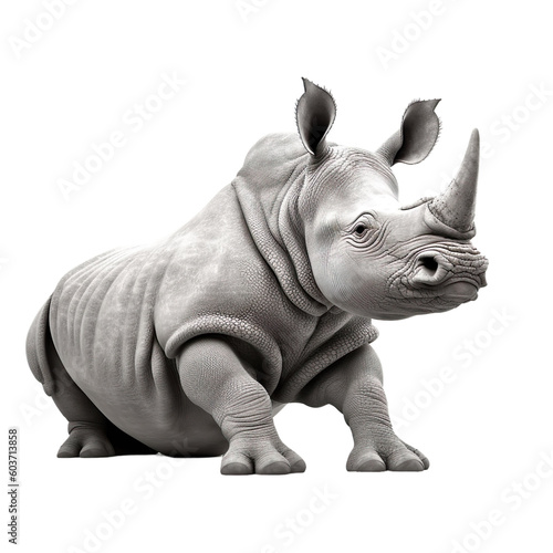 animal Rhinoceros sitting on a transparent background  Generative ai 