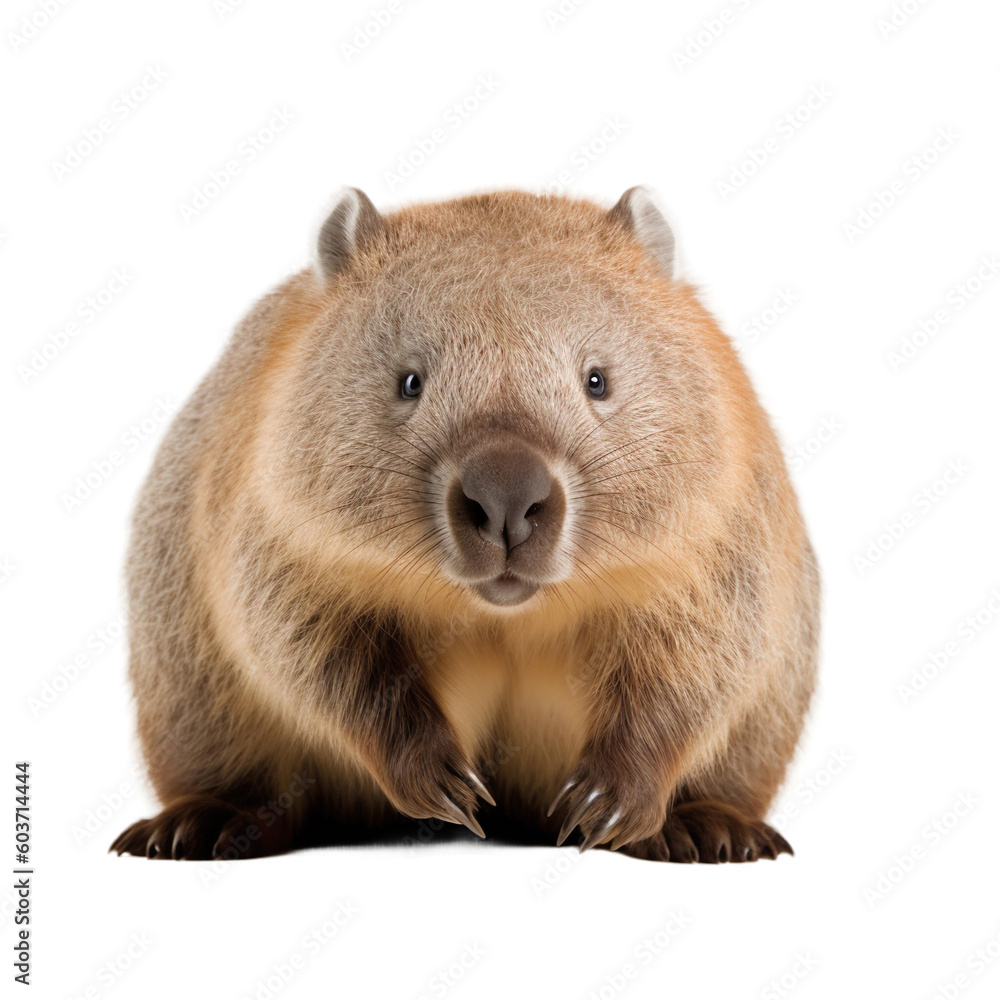animal wombat sitting isolated on a transparent background, Generative ai animal wombat sitting isolated on a transparent background, Generative ai
