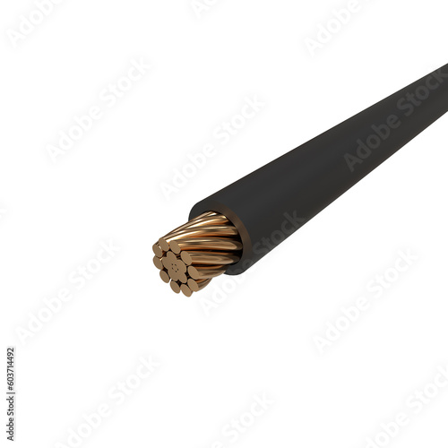 Black color Realistic 3d wire or cable rendering for design, business, etc.