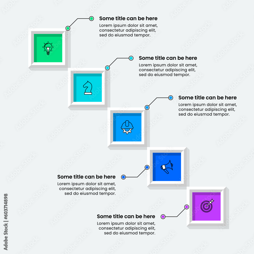 Obraz premium Infographic template. 5 frames with icons and text
