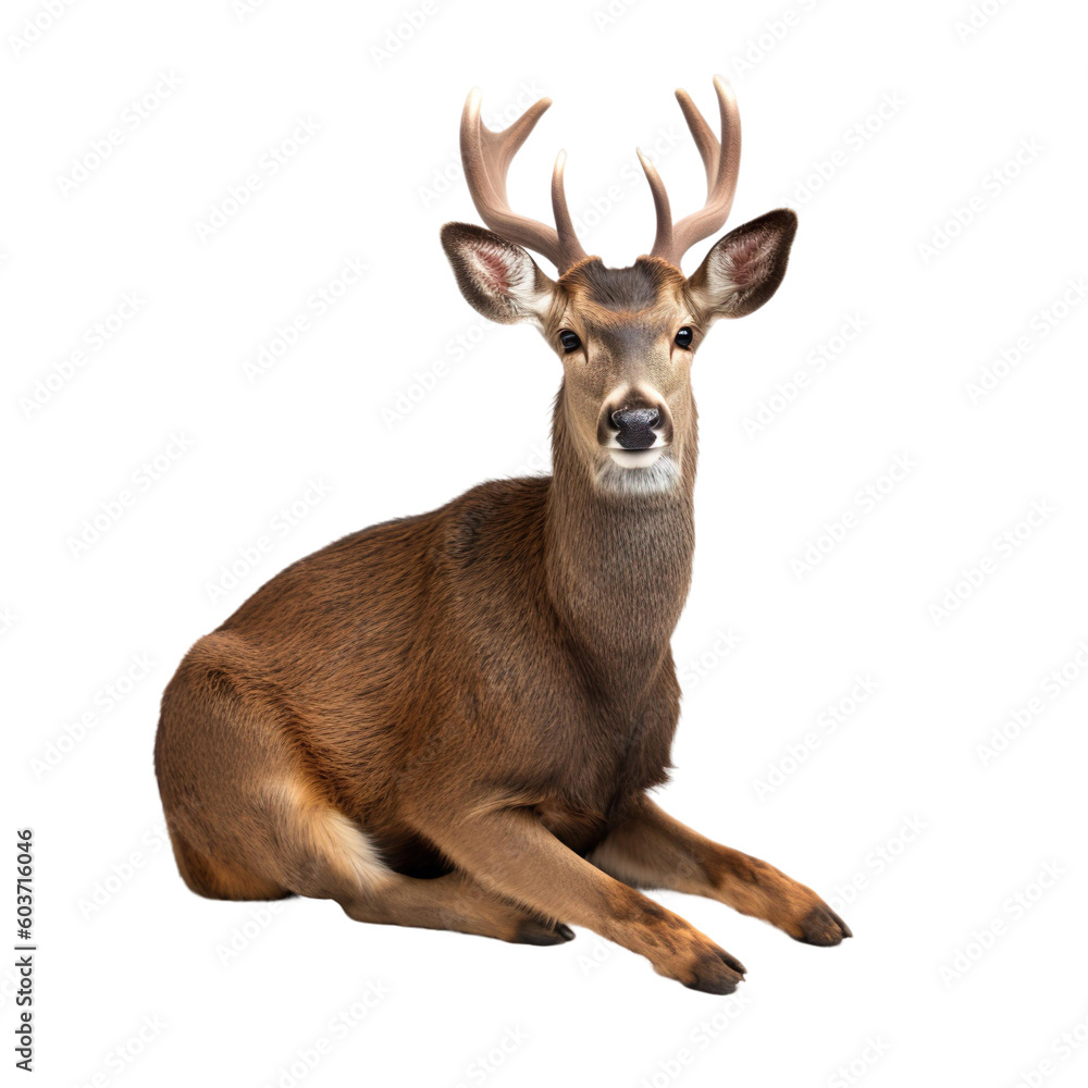 animal Deer sitting on transparent background, generative Ai animal Deer sitting on transparent background, generative Ai
